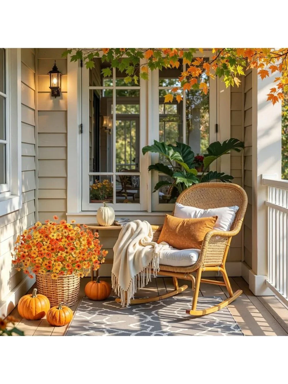 24 Bundles UV Resistant Faux Fall Flowers - Perfect for Home Decor & Porches